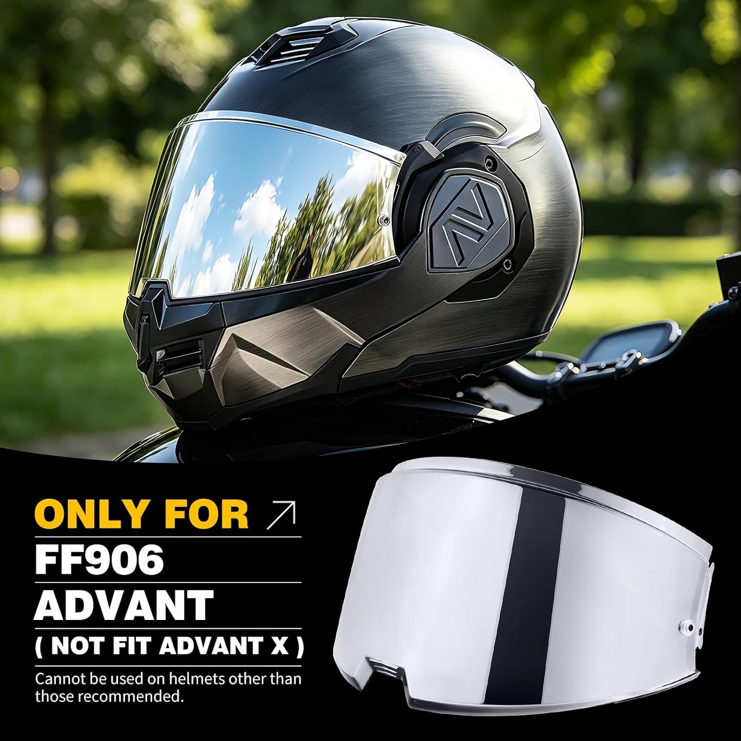 Visera casco Advant FF906 repuesto cromo plateado