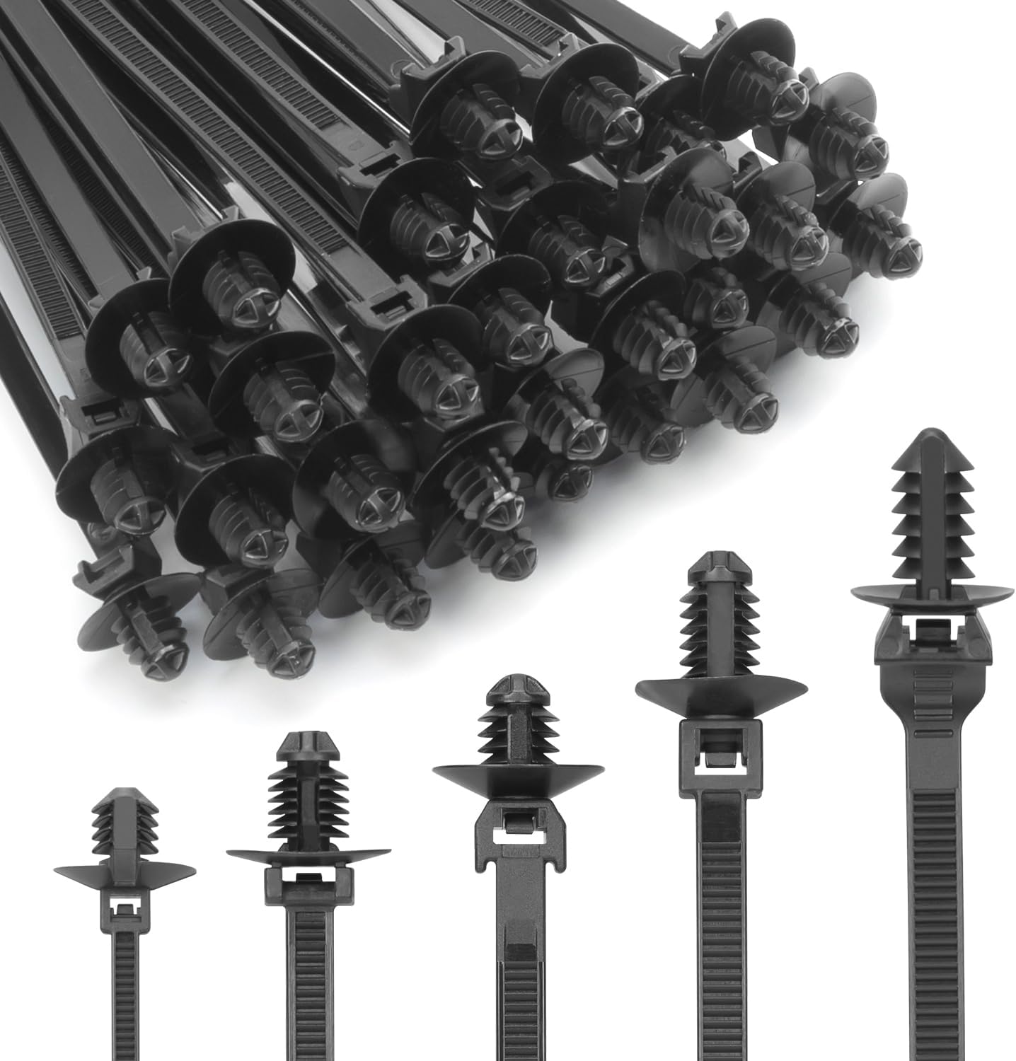150 Pzas Bridas Cable Montaje a Presión Negro Automóvil
