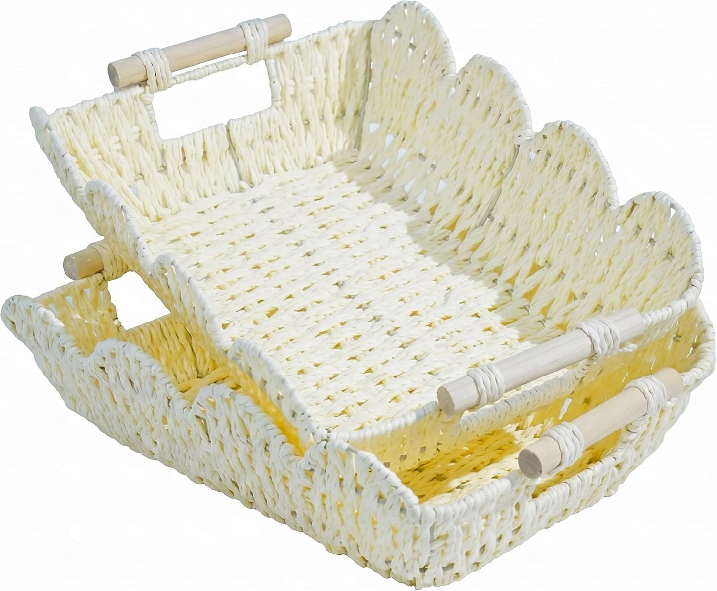 Cesta cuerda asas almacenamiento decorativa 2 Pzas blanco