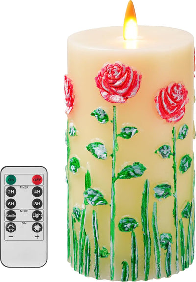 Vela rosa relieves parpadeante 3x6pulg