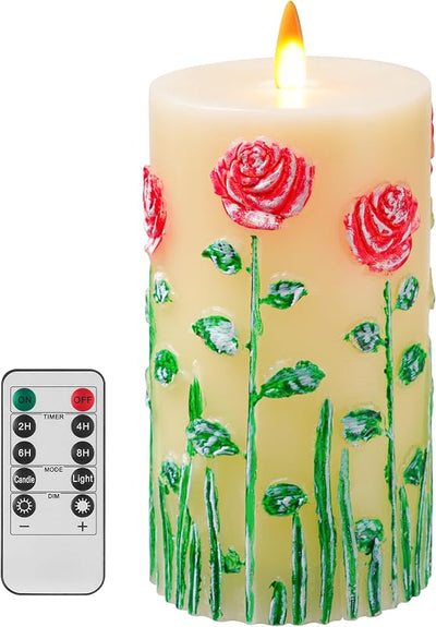 Vela rosa relieves parpadeante 3x6pulg