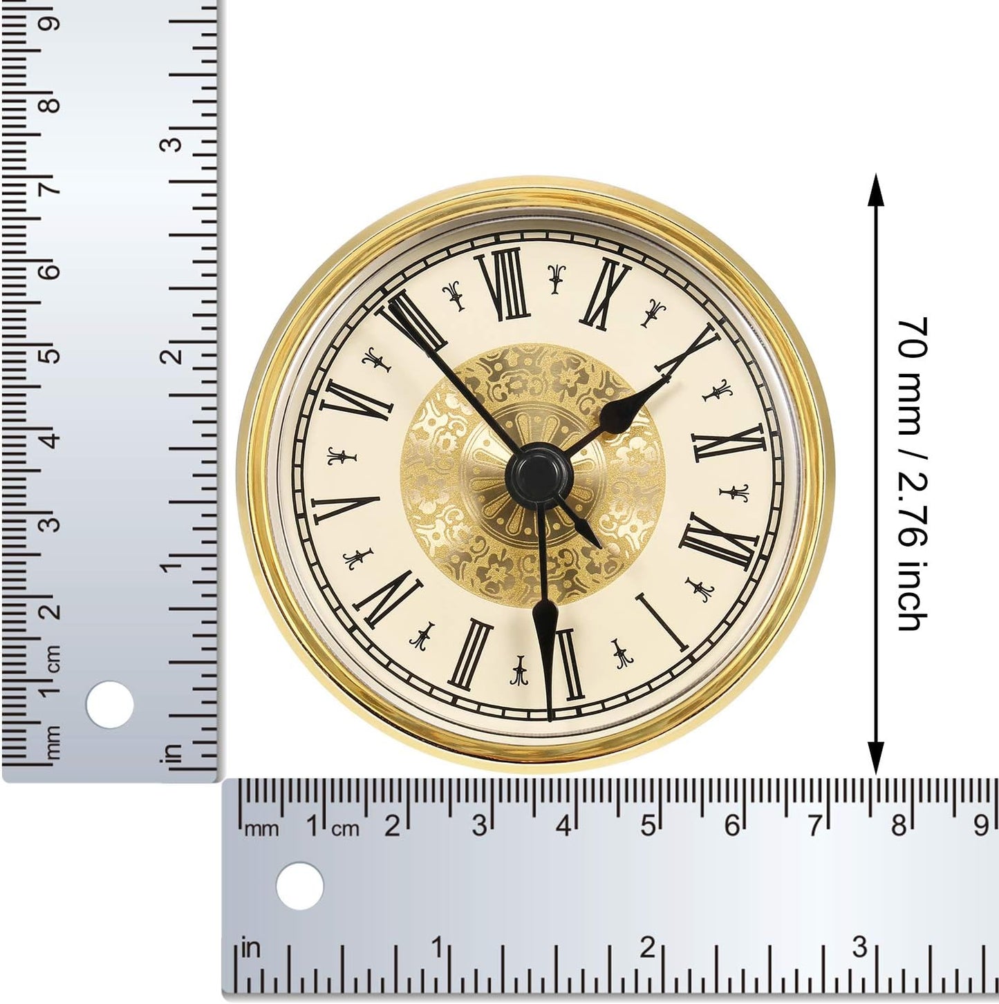 Reloj cuarzo inserto redondo cara blanca dorada 2.8pulg