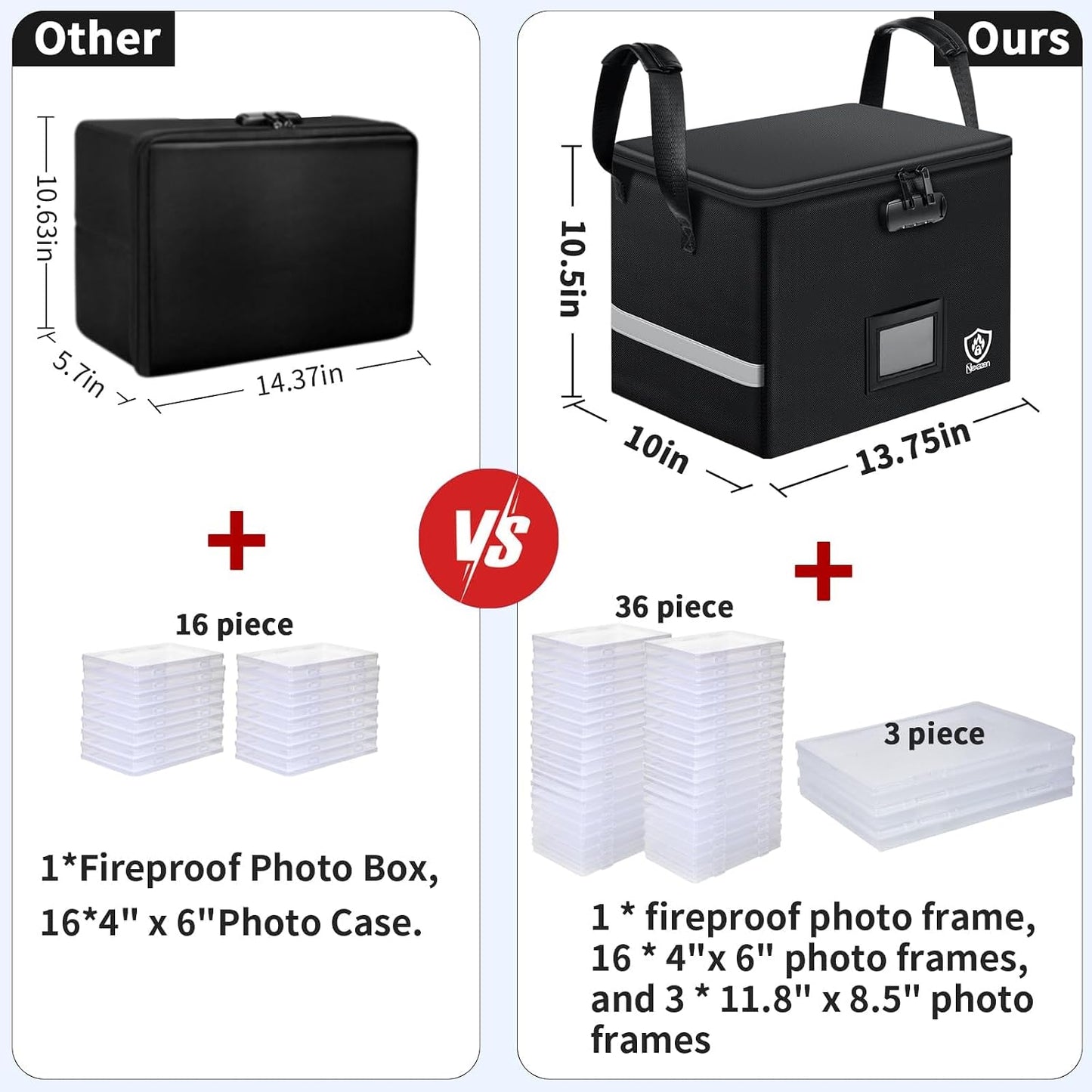 Caja ignífuga con cerradura 4x6pulg y 8x12pulg