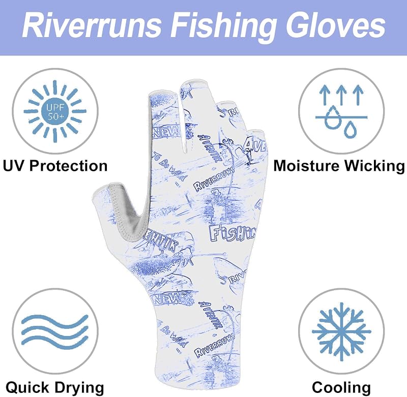 Guantes pesca UPF 50 protección UV para exteriores
