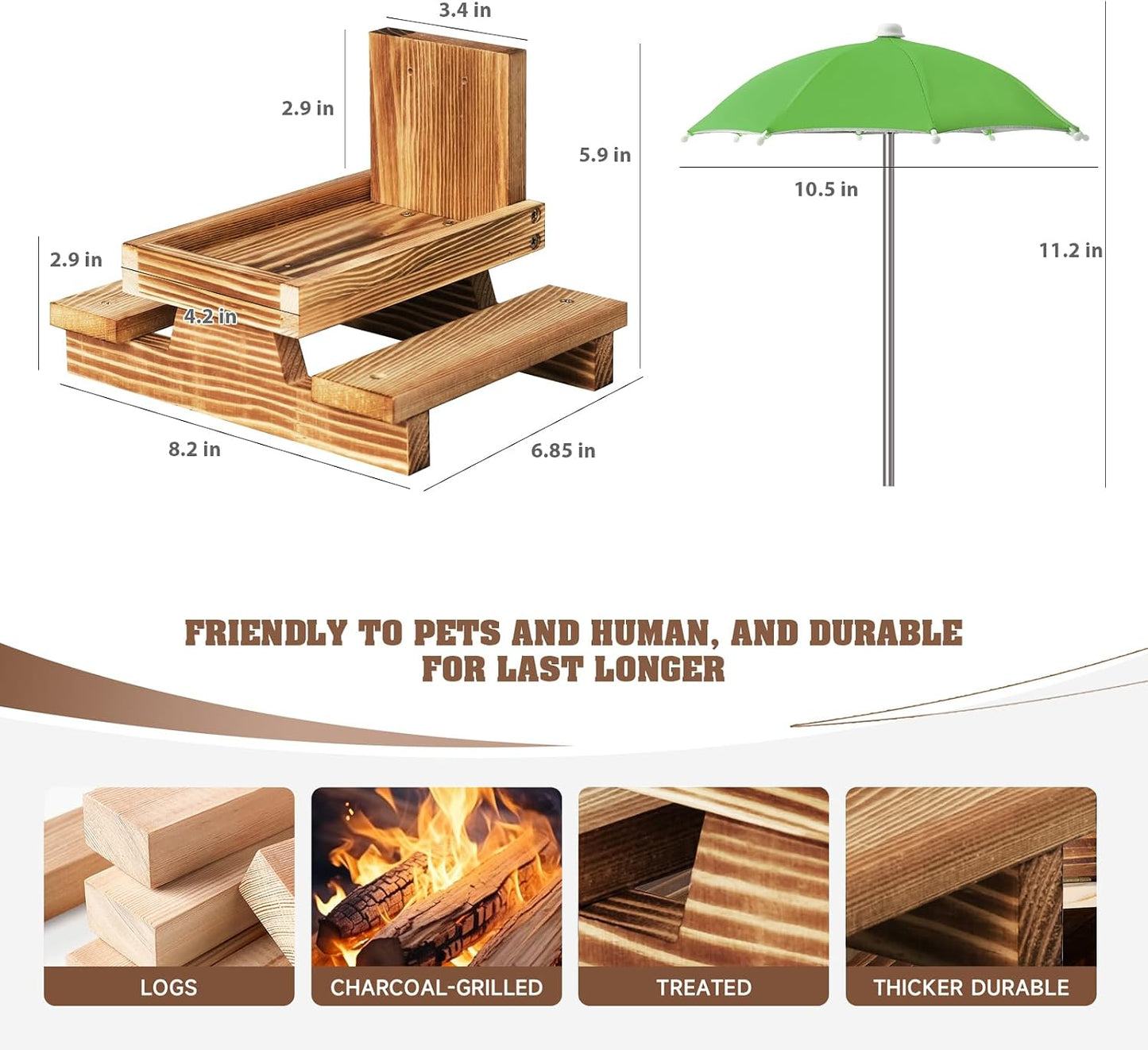 Comedero ardillas paraguas para exteriores mesa picnic