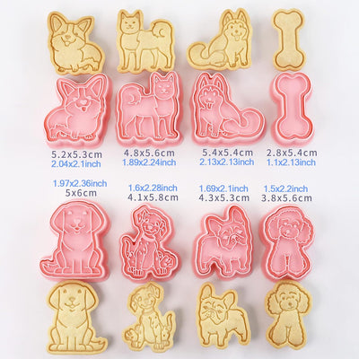 8 Moldes Galletas 3D Animales Perros para Decorar