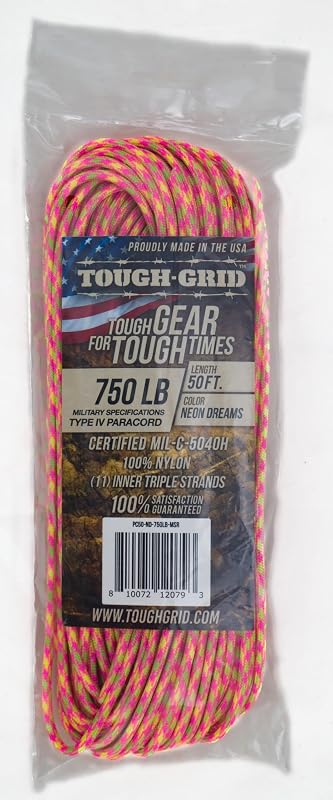 Cuerda paracaídas 340kg 100% nailon Mil-Spec tipo IV USA