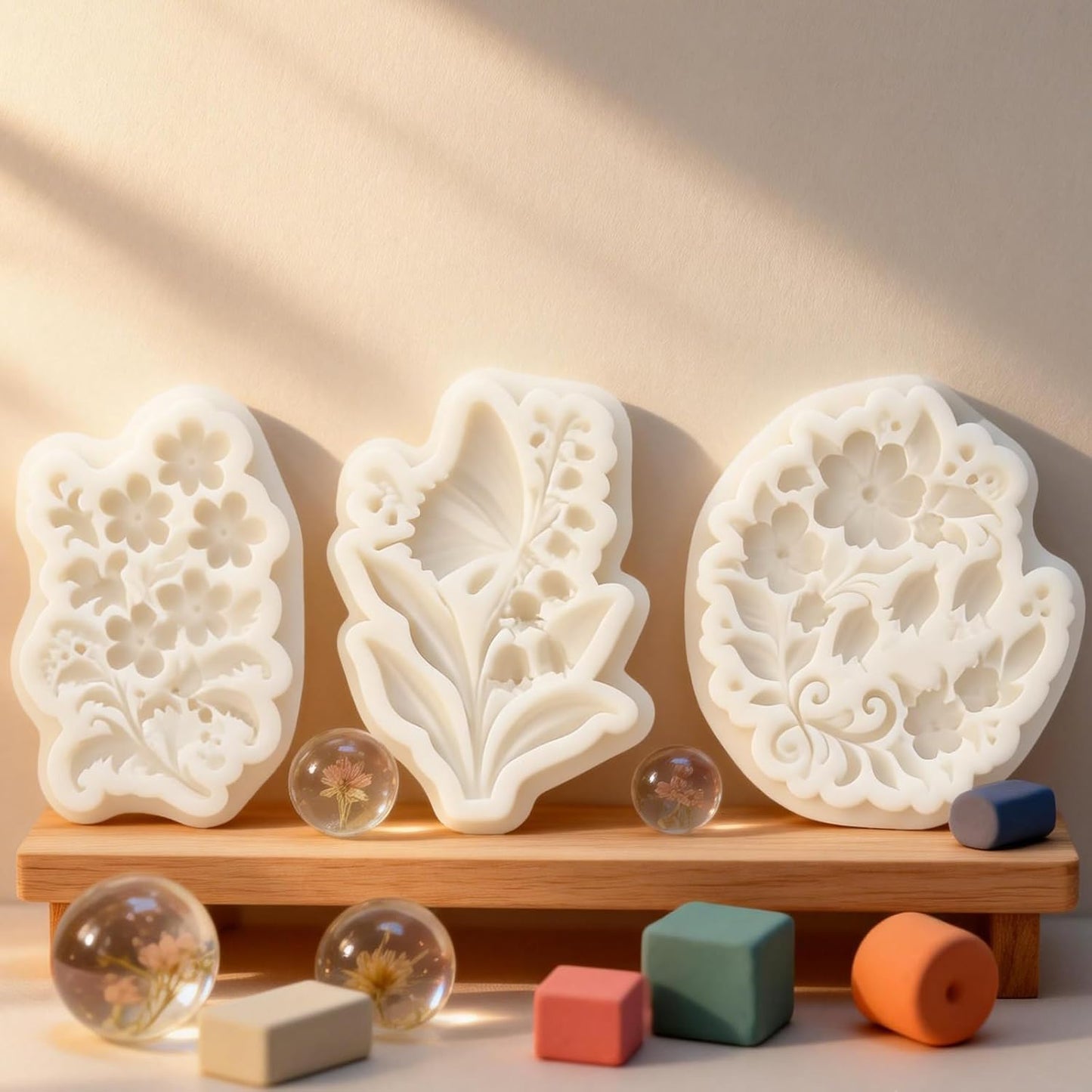 3 Moldes Silicona Decoración Pasteles Cerezo Cornejo Lirio Valle