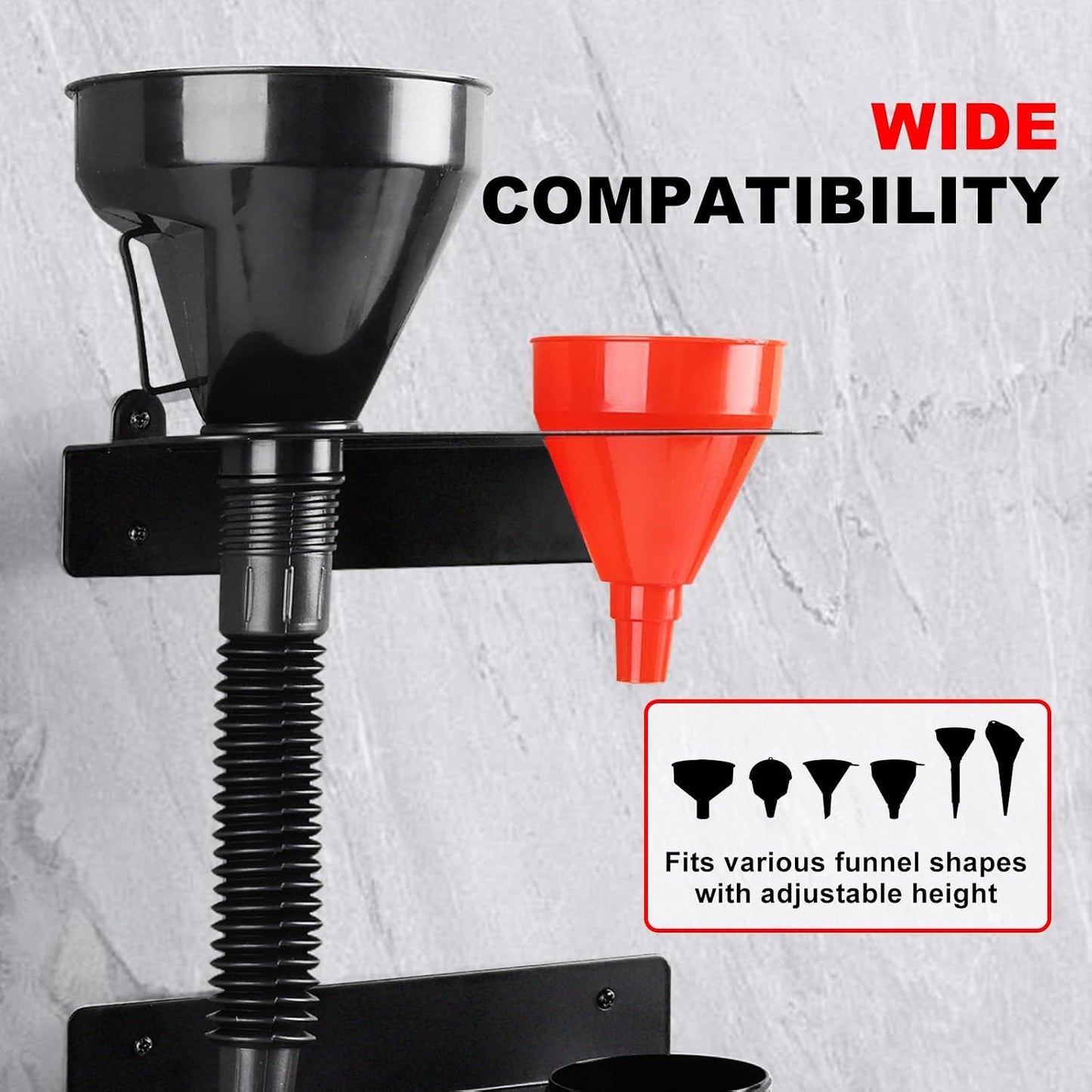 Soporte embudo doble con estante y vasos plásticos