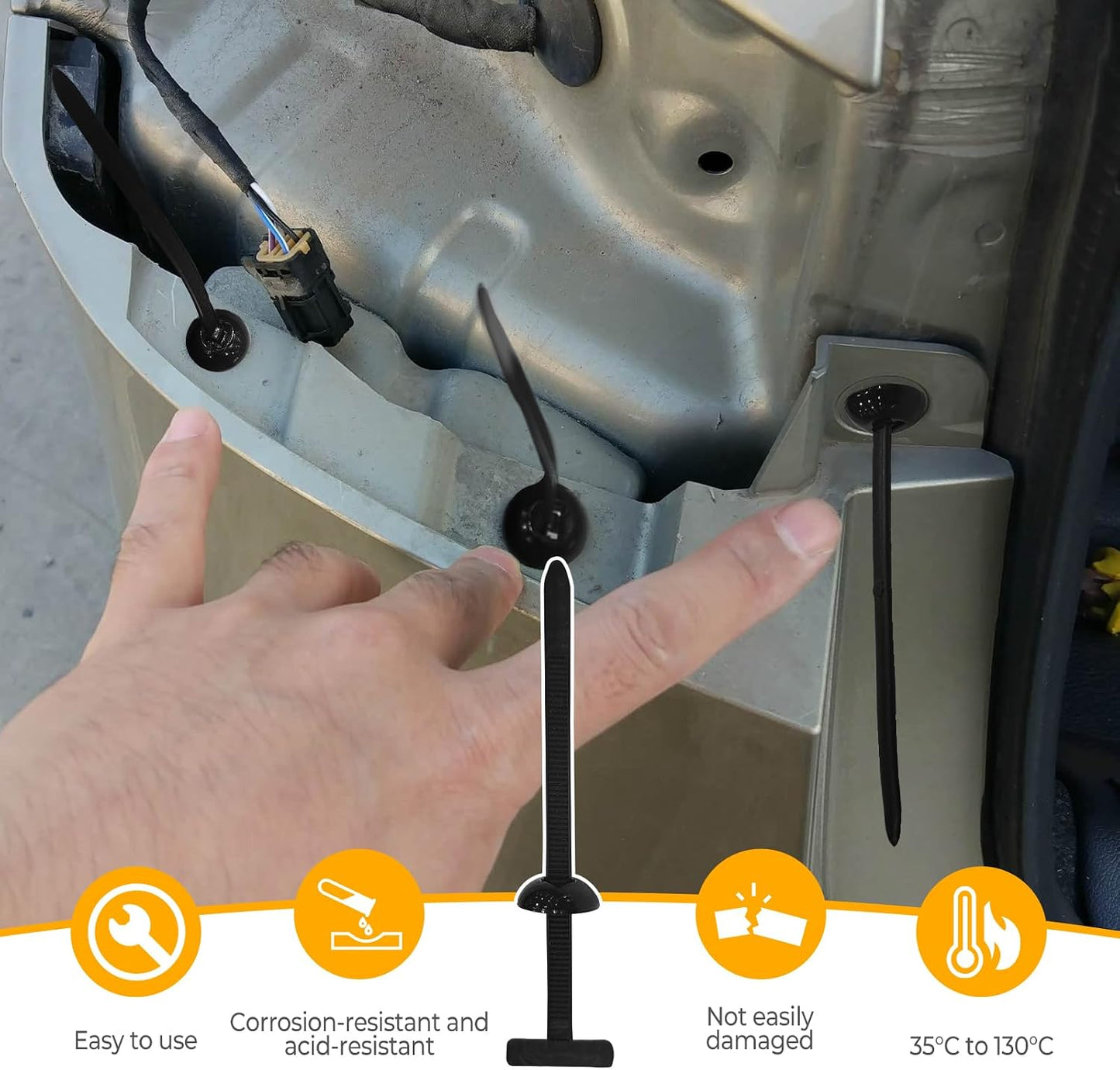 Set 200 hebillas nailon para cables y accesorios automotrices