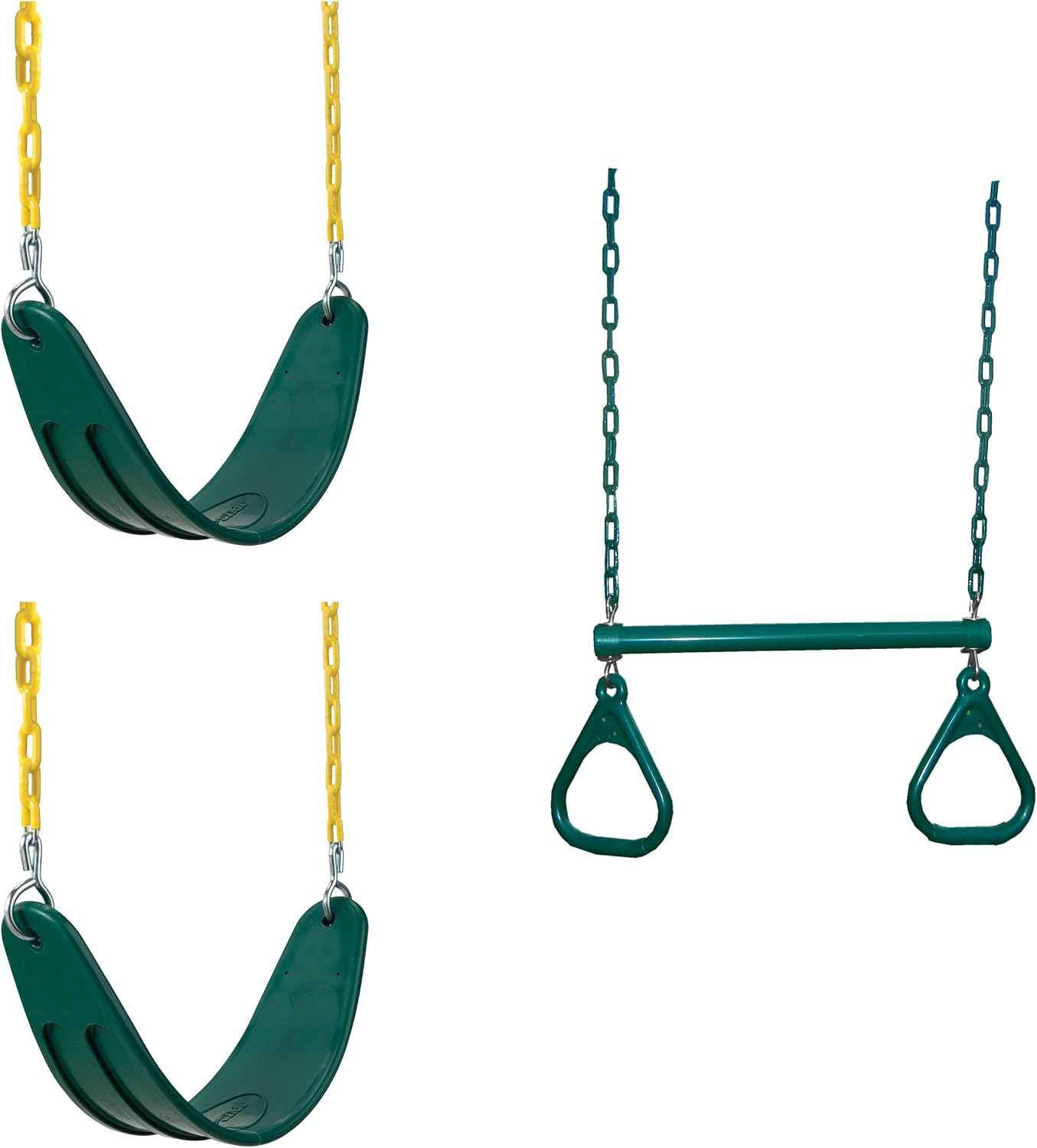 Set 2 asientos columpio verde anillo trapecio