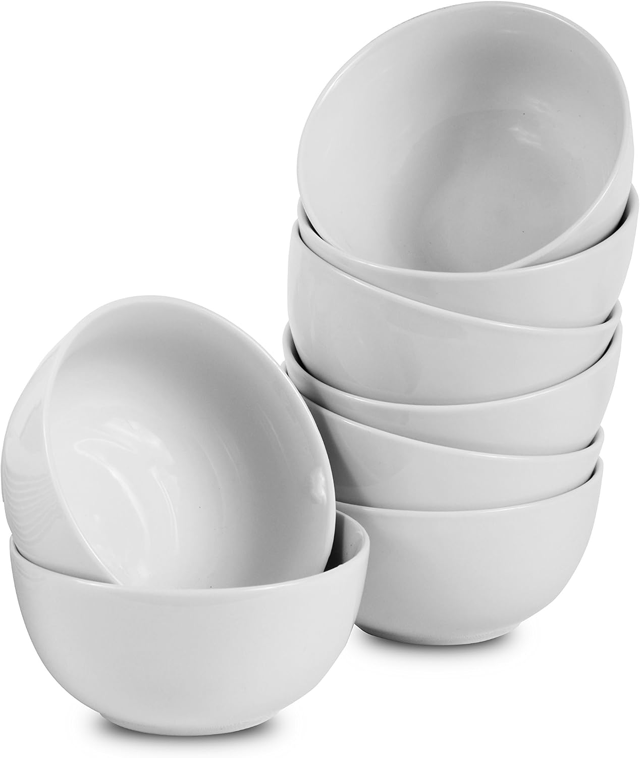 8 Cuencos Porcelana Blanca 18oz 5.5pulg Grande