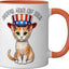 Taza Cerámica Día de la Independencia Gato Devon Rex Naranja/Blanco