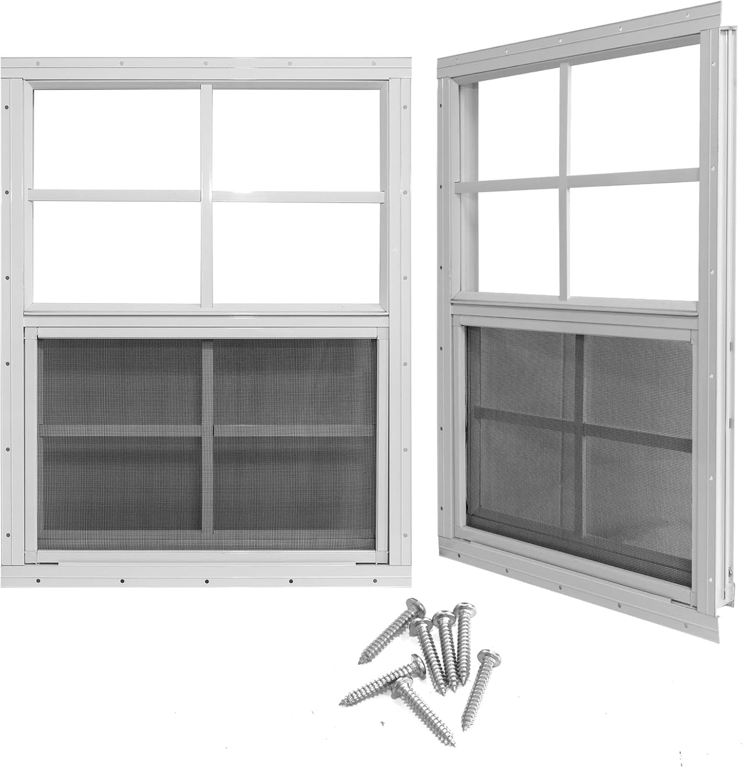 Ventanas corredizas cobertizo 12x18pulg vidrio malla 2 pzas