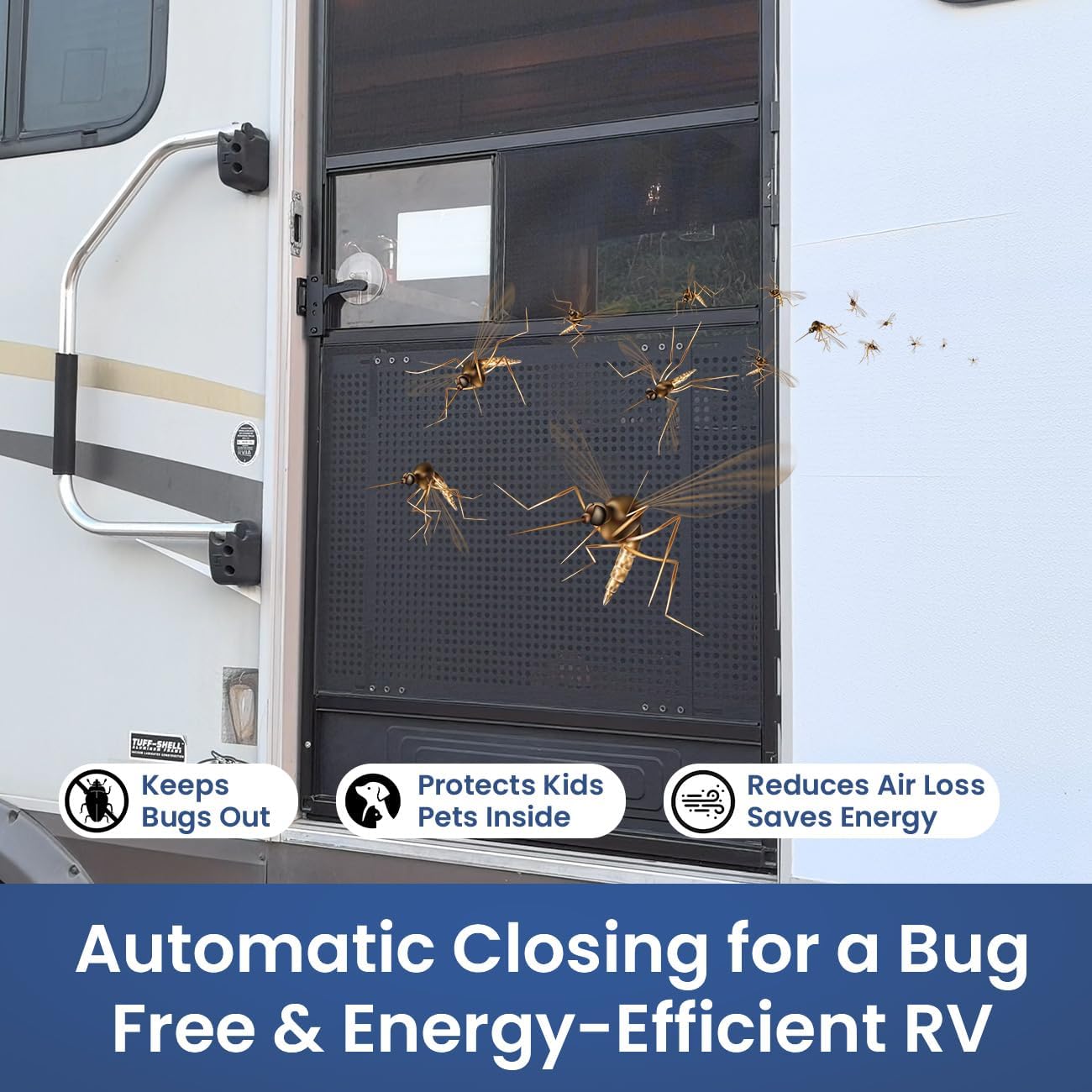 Cierrapuertas RV aluminio ajustable con accesorios