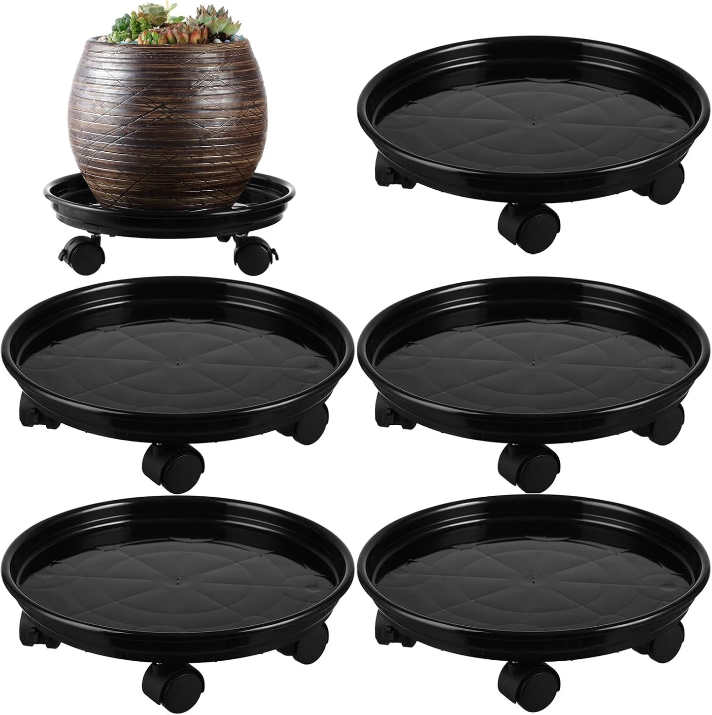 5 Pzas Soporte Plantas Ruedas Plástico Grande