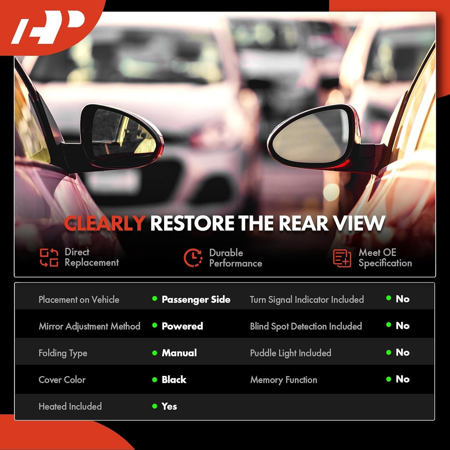 Espejo retrovisor plegable con calefacción Toyota Sienna