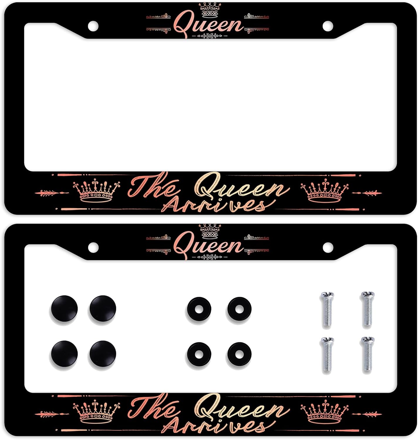 Marco placa matrícula acero inox 2 pzas diseño The Queen