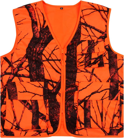 Chaleco caza naranja con bolsillos para hombre camping