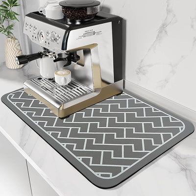 Tapete café absorbente con goma para secar platos