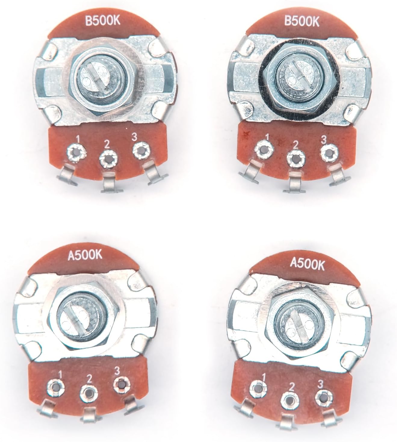 4 Pzas Potenciómetros Volumen Guitarra Eléctrica Bajo 15mm A500K