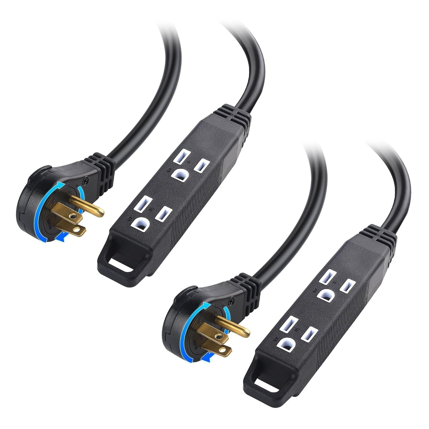 Pack 2 Cables Extensión 3 Salidas Negro 6ft