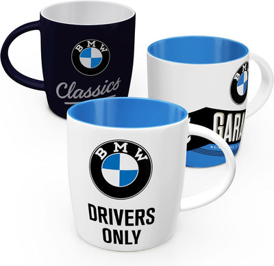 Taza café retro logotipo BMW set 2 (3 pzas) diseño vintage