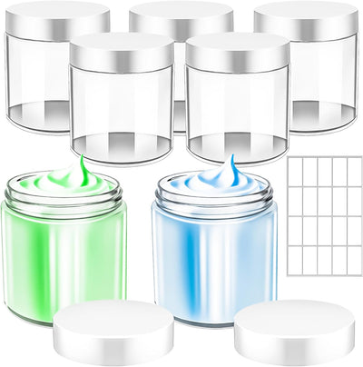 5 Pzas Tarros Plástico 8oz 240ml Transparentes para Cosméticos