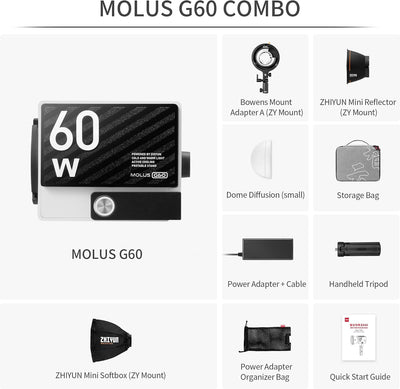 Luz vídeo bicolor LED COB 60W portátil con control Bluetooth