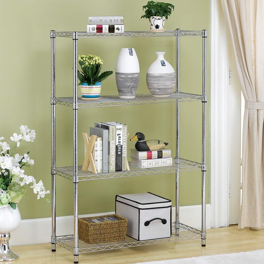 Estantería 4 niveles metal ajustable alambre acero 36x14x54