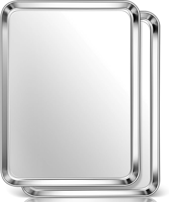 2 Pzas Bandejas Acero Inox 18x13pulg para Hornear