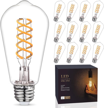 Bombilla LED Edison vintage 6W 2700K base E26 luz blanca cálida