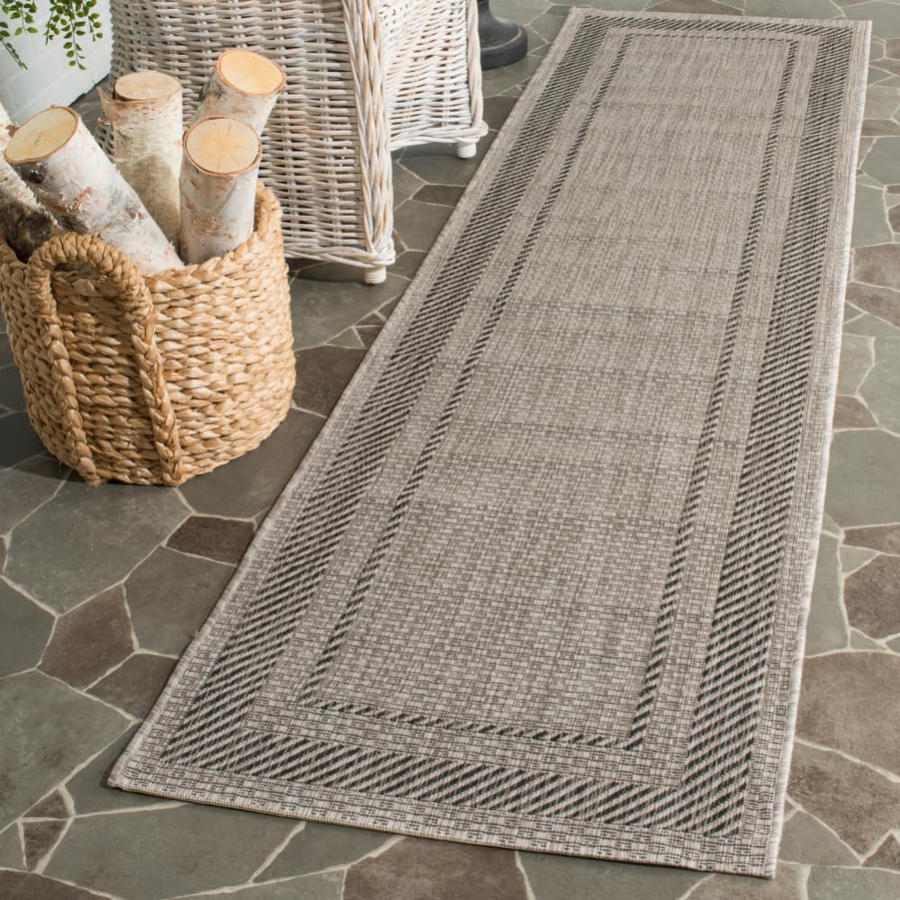 Alfombra decorativa impermeable 2'3"x10' beige/negro