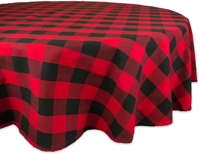 Mantel redondo Buffalo Check 70pulg rojo y negro