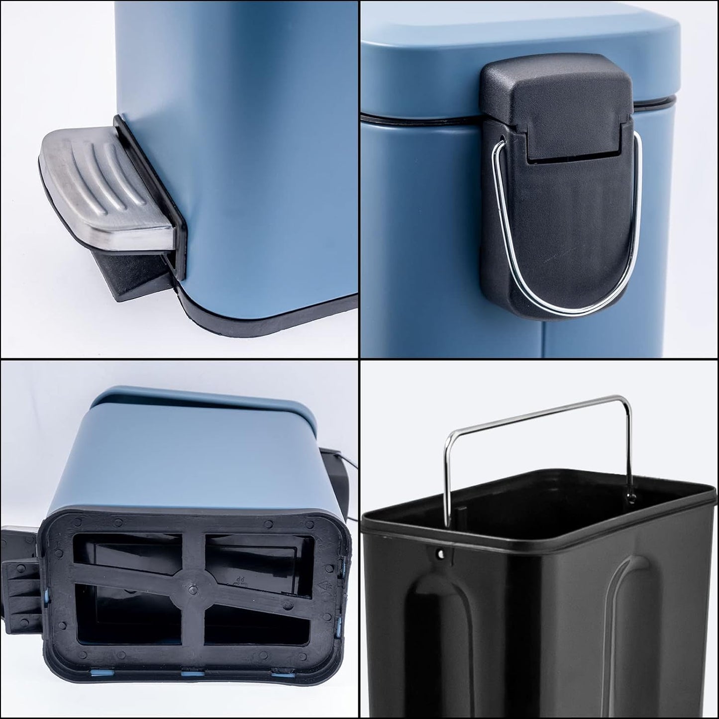 Cubo basura acero inox 1.3gal con tapa suave baño dormitorio