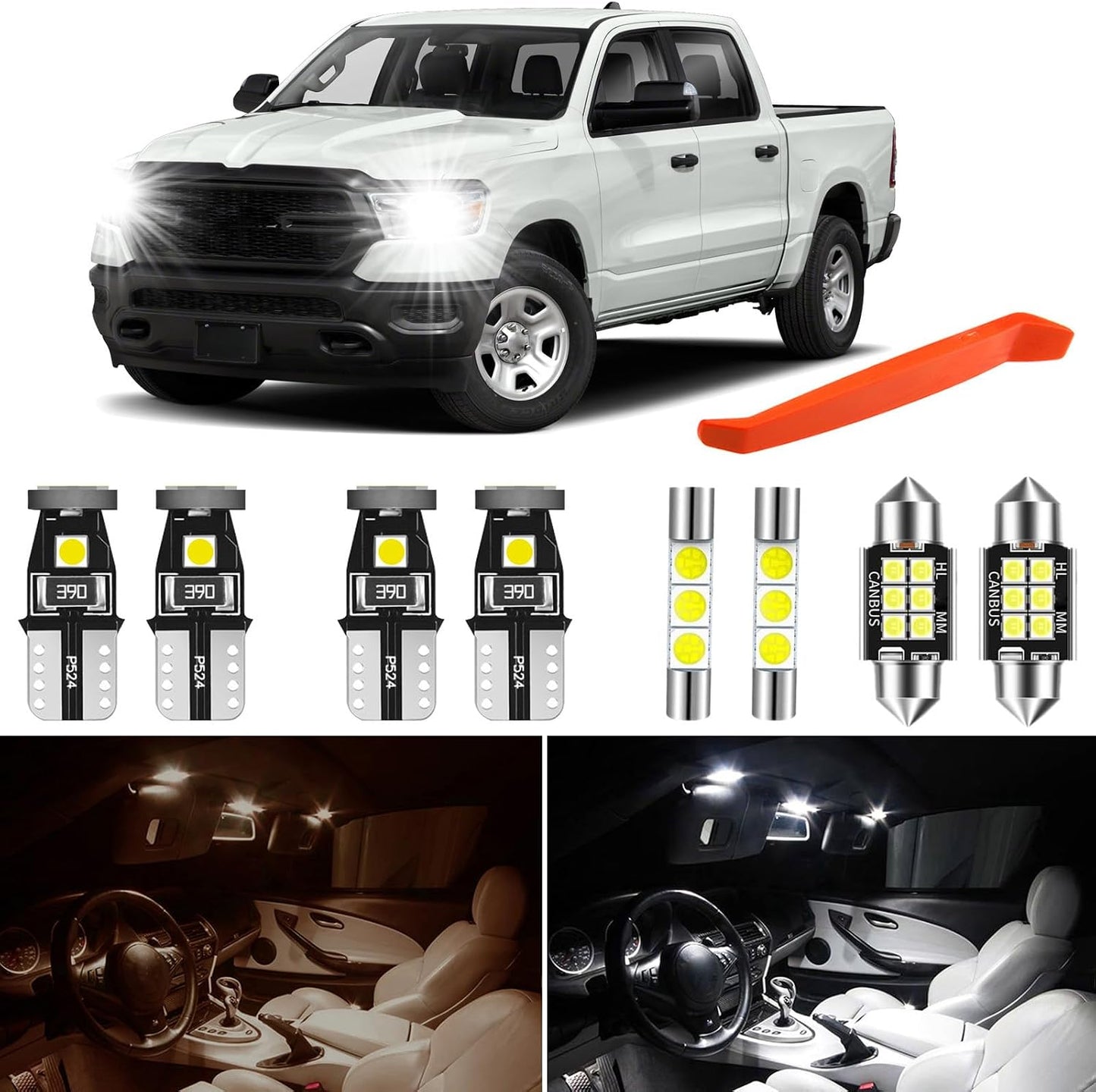 Kit bombillas LED espejo 6000K blanco brillante repuesto Dodge Ram