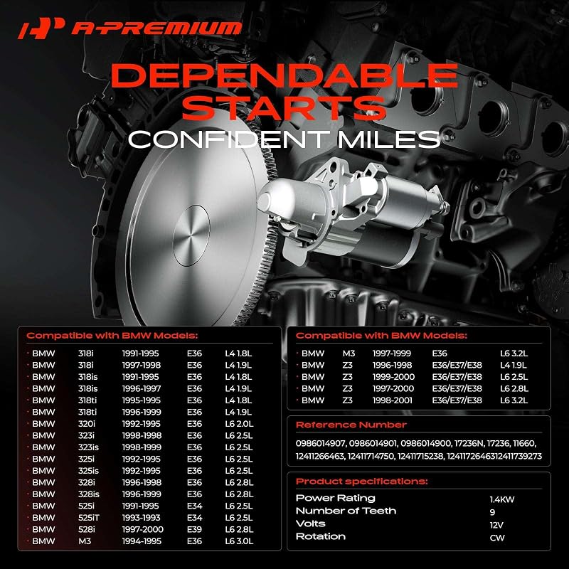 Motor arranque comp BMW Serie 3 5-Series M3 12V 1.4KW