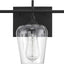 Lámpara baño 3 luces negro vidrio transparente 21pulg