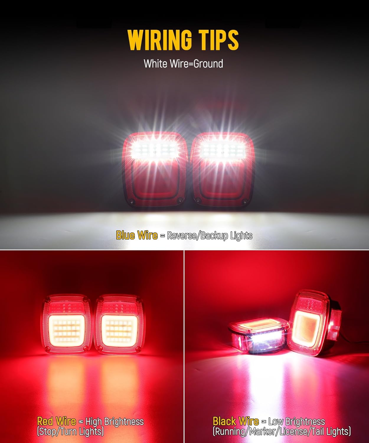 2 Pzas Luces Traseras LED Halo Wrangler TJ YJ F-Series