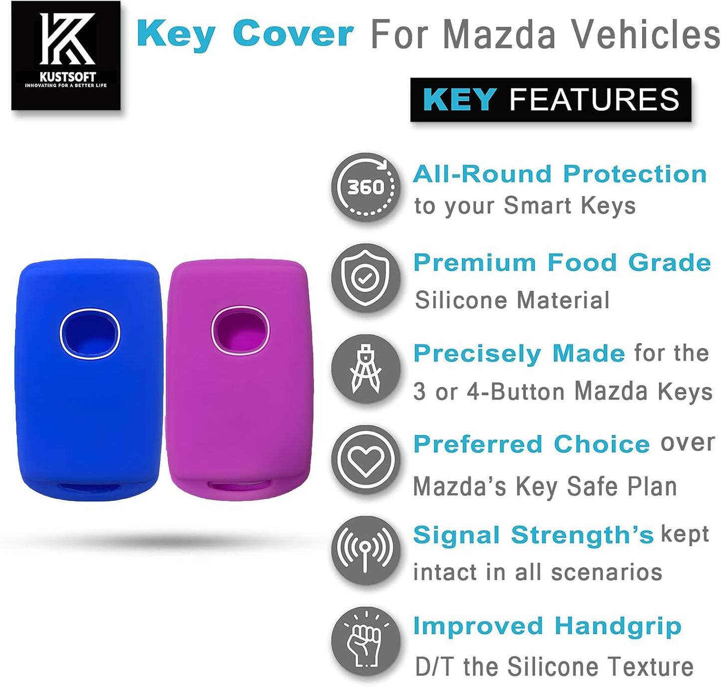 Funda silicona llavero Mazda 3 CX-30 CX-5 2pzas azul