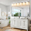 Lámpara baño 6 luces cromo pantallas vidrio blanco