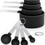 Set 8 Tazas y Cucharas Medidoras Acero Inox Negro
