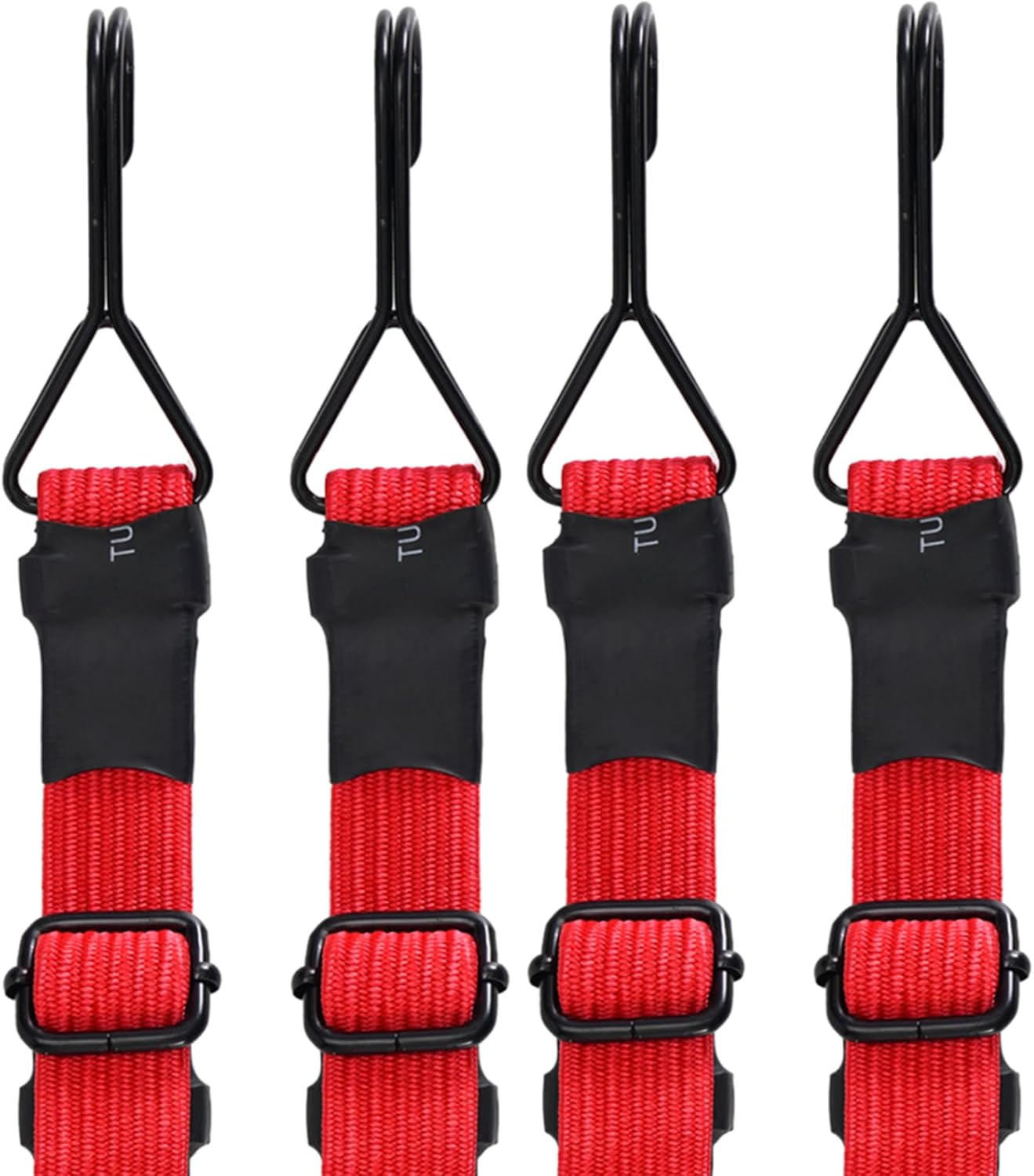 4 Correas Elásticas Planas 40pulg Rojo Hebilla Metal 200lb