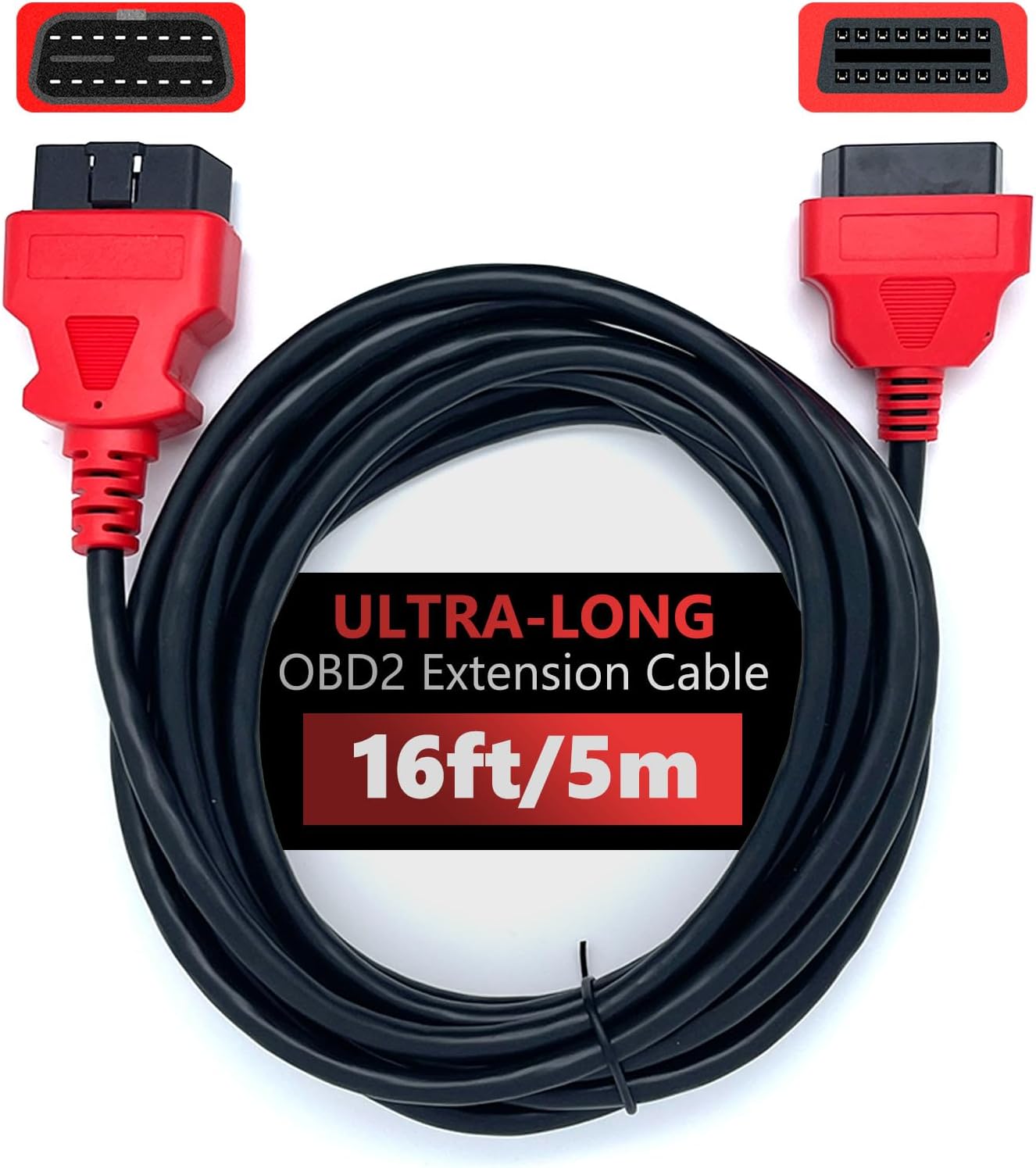 Cable extensión OBD2 16 pies 16 pines macho hembra