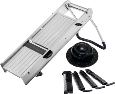 Juego rebanadora mandolina acero inox 5 cuchillas plegable
