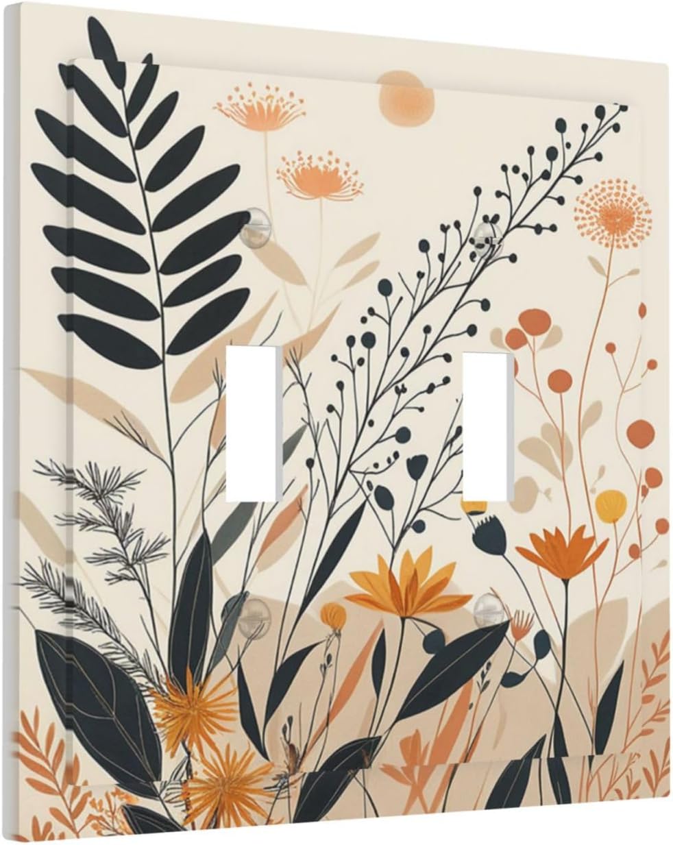 Placa interruptor floral boho 2 gang decorativa