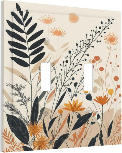 Placa interruptor floral boho 2 gang decorativa