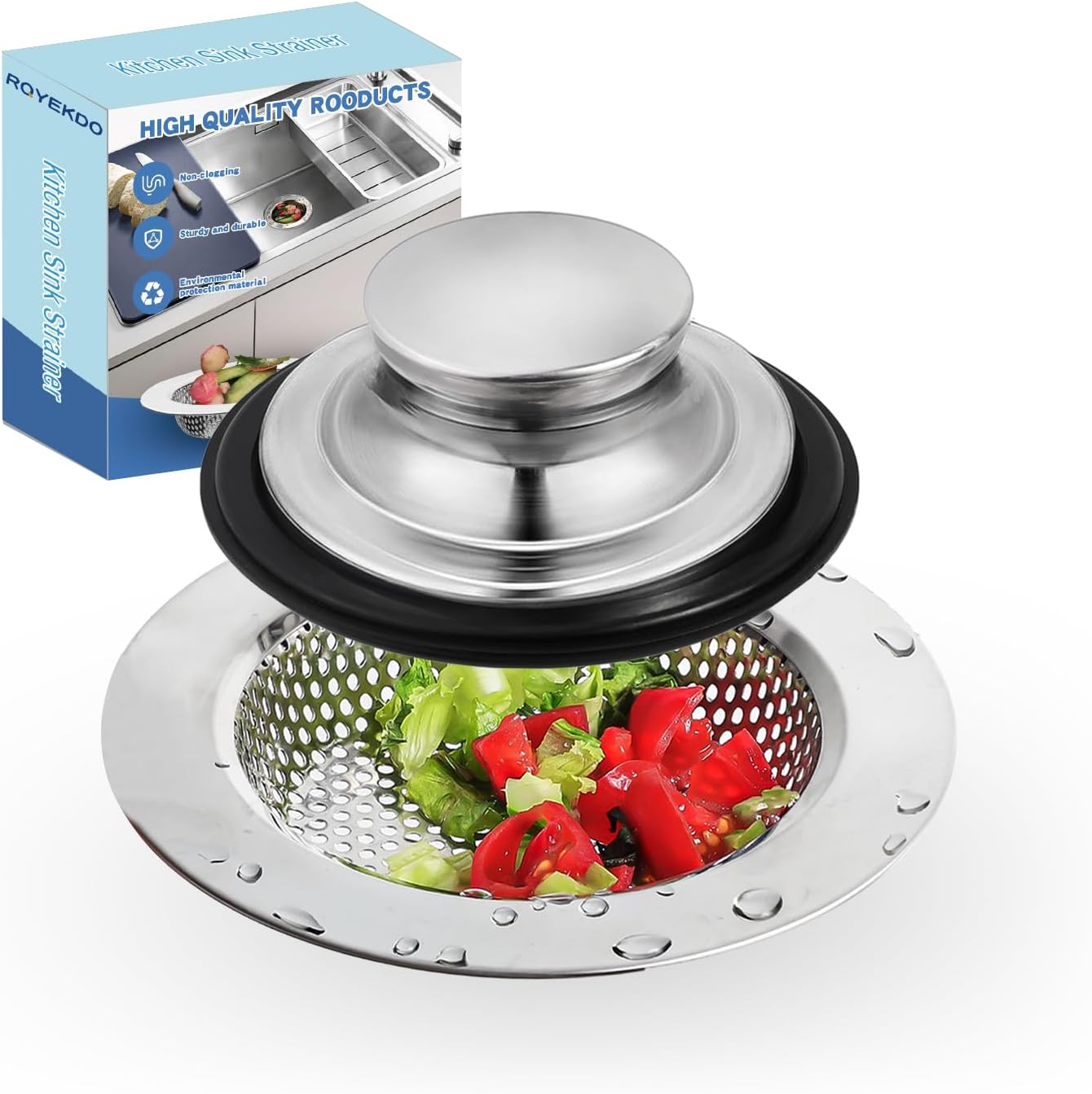 Juego coladores acero inox 4.4pulg borde ancho fregadero