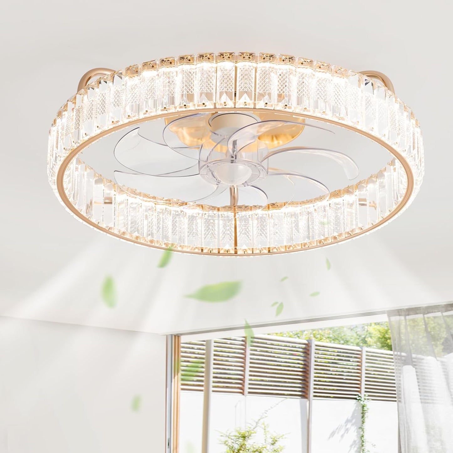 Ventilador techo 20pulg luz led 3cct 6 vel silencioso dorado