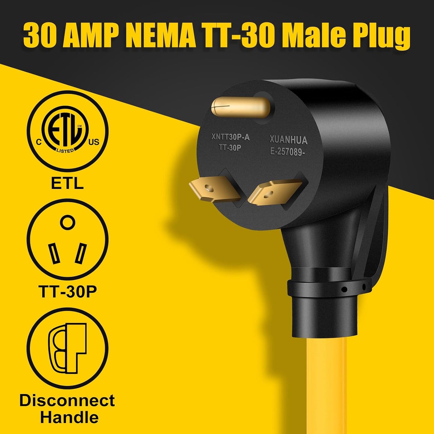 Cable extensión RV 30A 15pies NEMA TT-30P a L5-30R